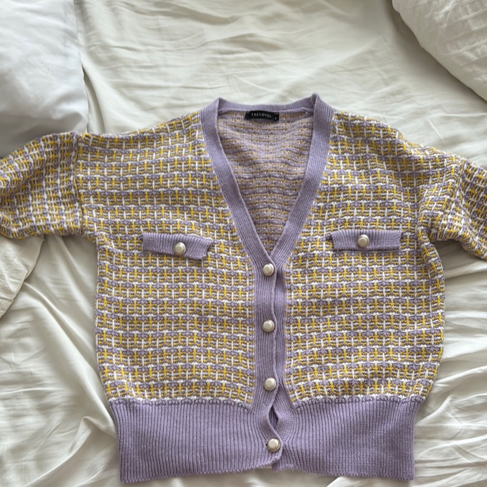 Trendyol Purple and Yellow Cardigan Sweater